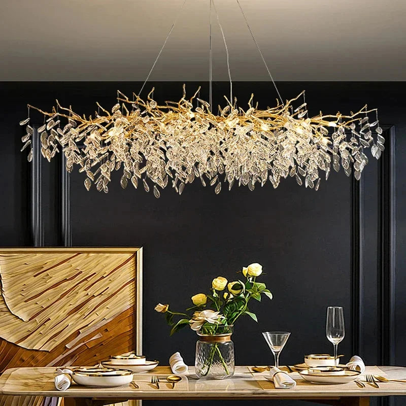 2025 Luxury Gold Crystal LED Chandeliers Living Dining  Lustre Ceiling Pendant Lamps I