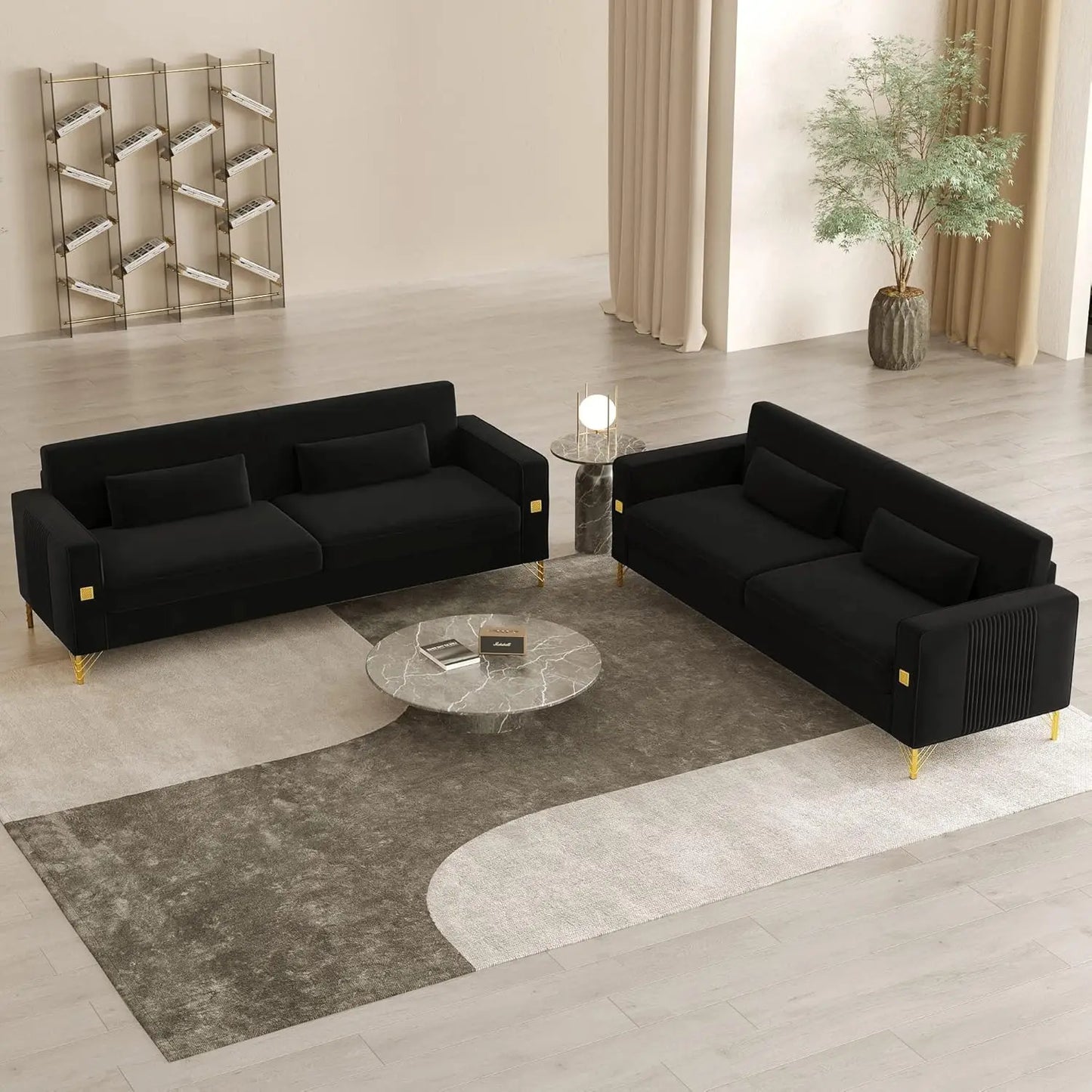 85.63" Velvet Sofa,Modern Loveseat Couch with Pillows Set of 2 for Living Room,Bedroom  6 different colors
