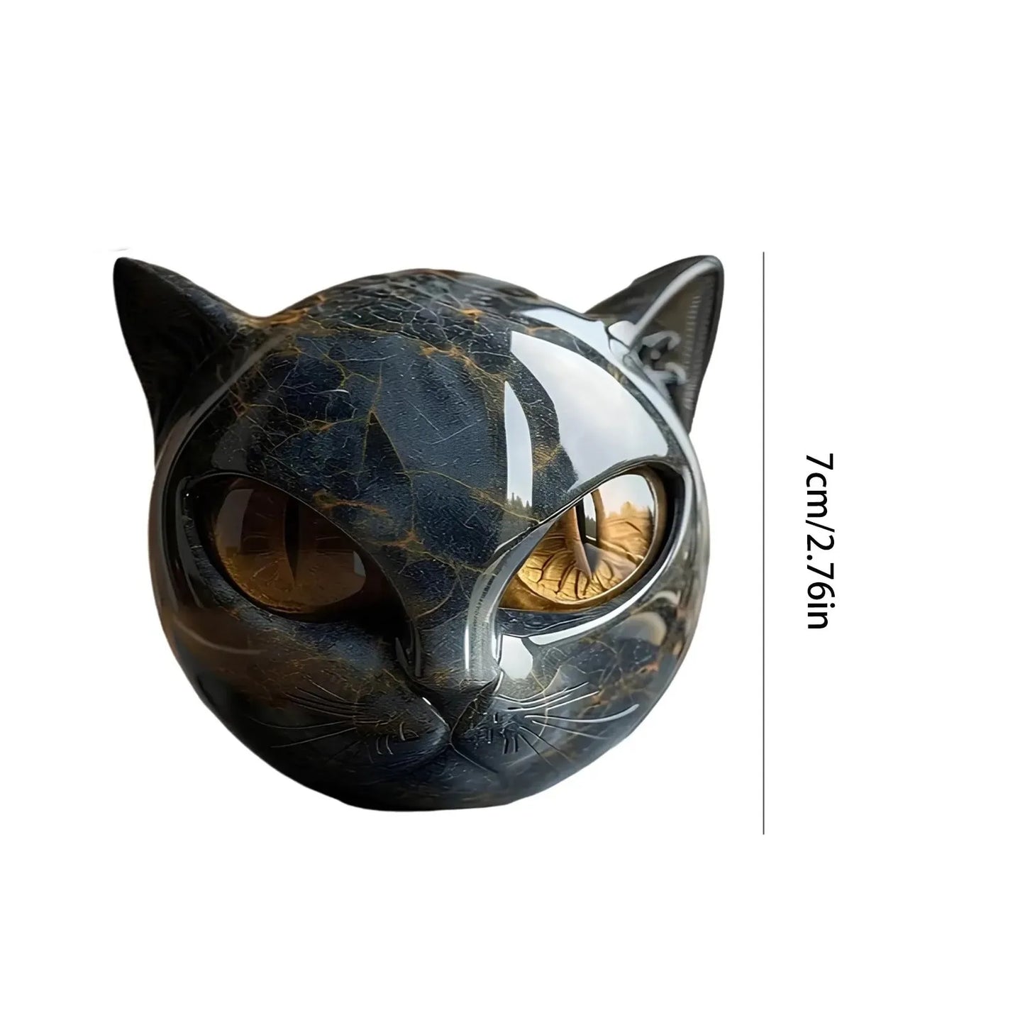 Decorative Black Cat Stone Figurine Resin Cat Head