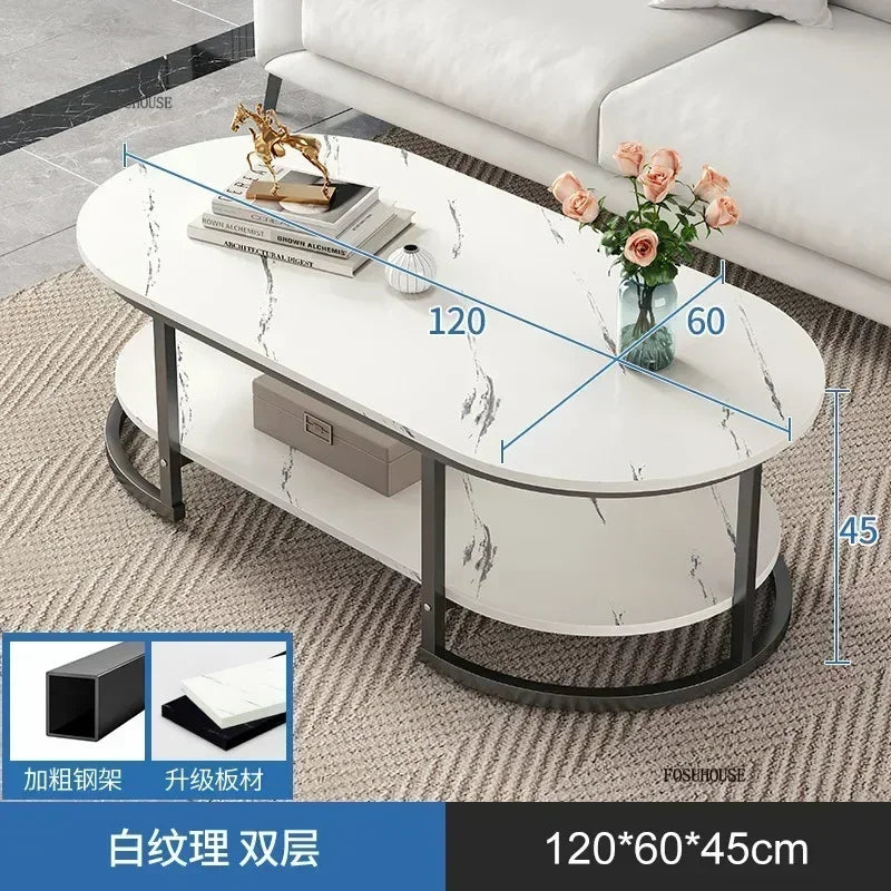 Minimalist Storage Oval  Modern Design Coffee Table