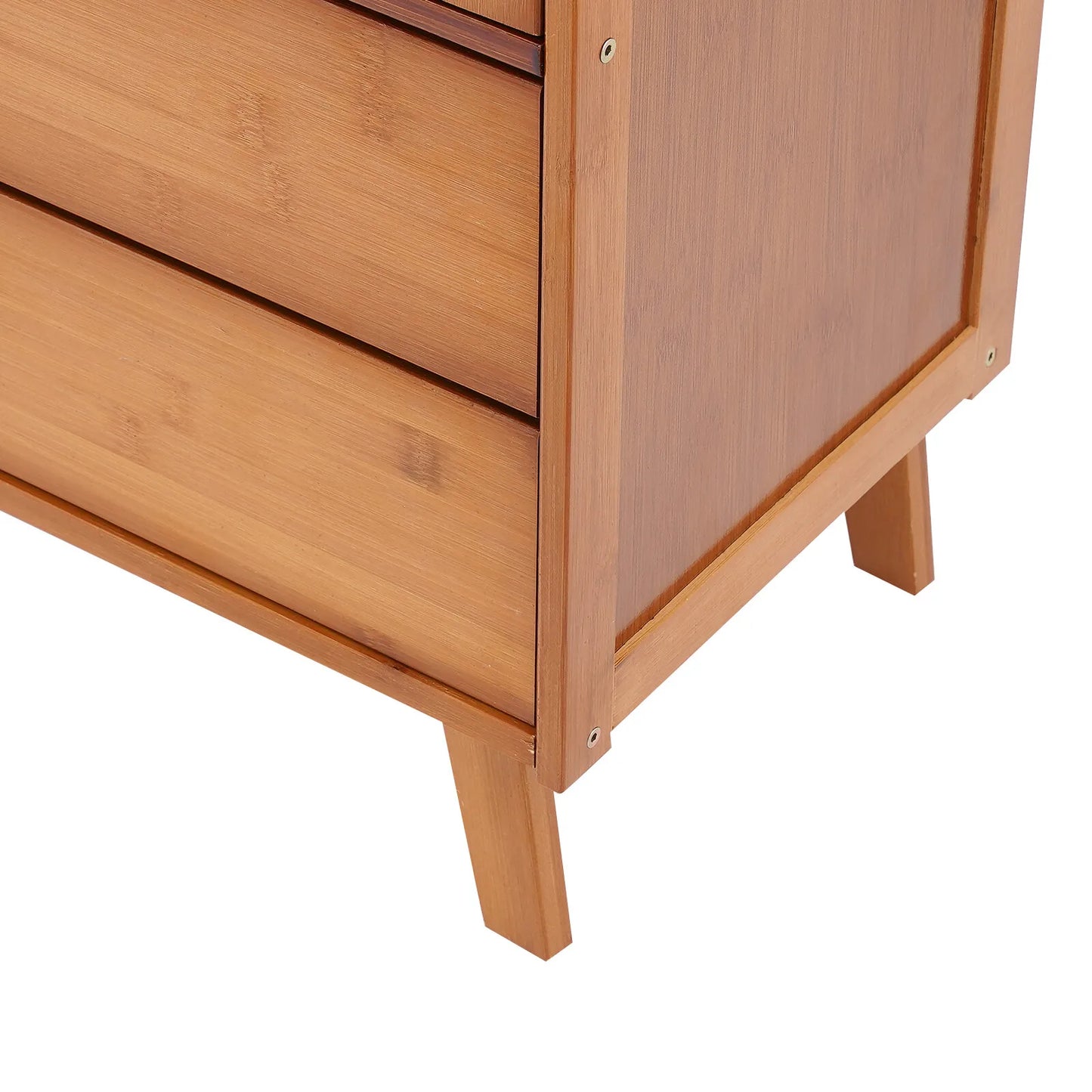 Vintage Style Kitchen Storage Cabinet, 2-Tier Bamboo Sideboard with Smooth Drawers for Kitchen and Dining Area