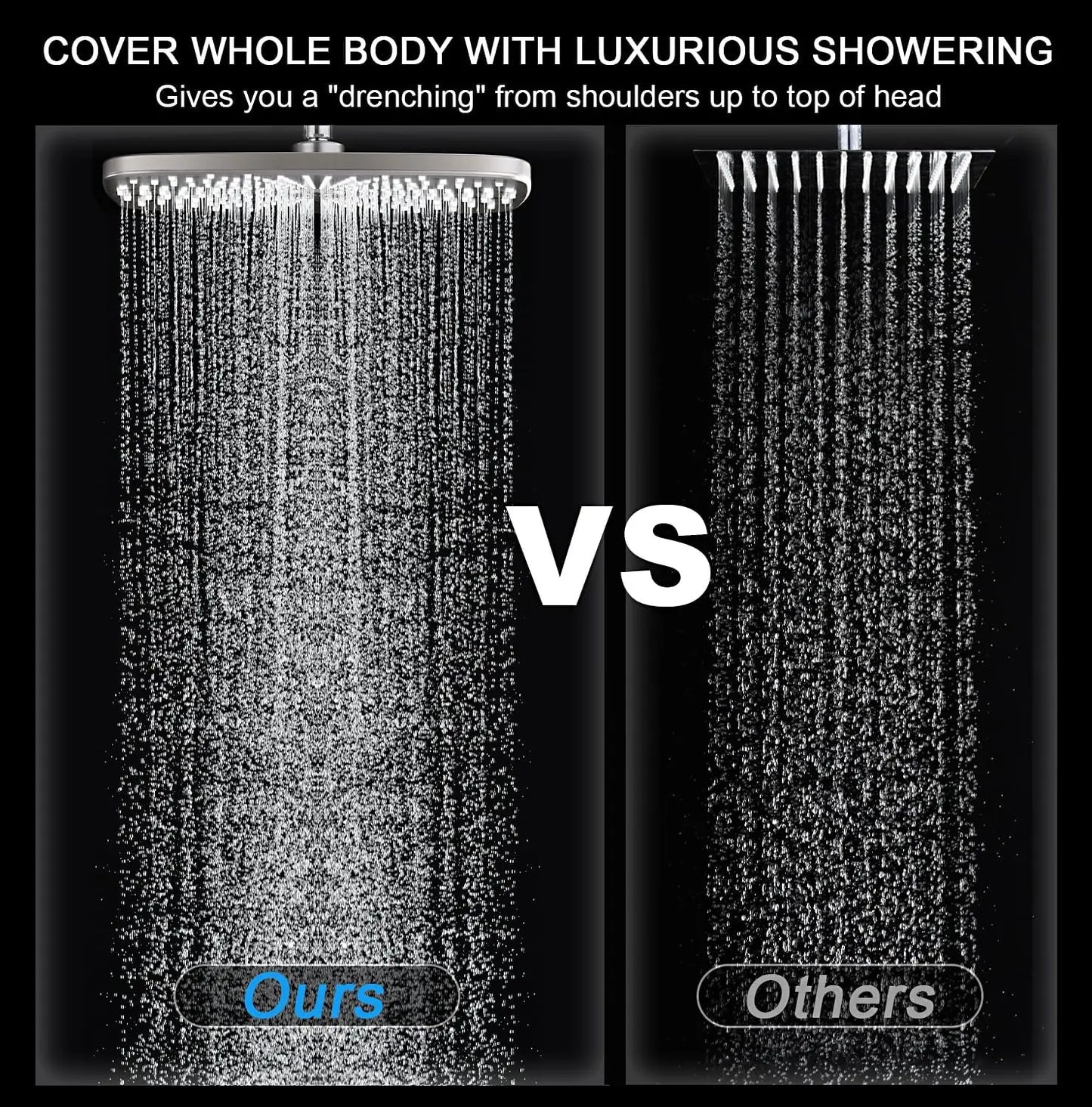 High Pressure Rain Shower Head with Handheld Spray Combo, Magnetic Docking and Power Jets
