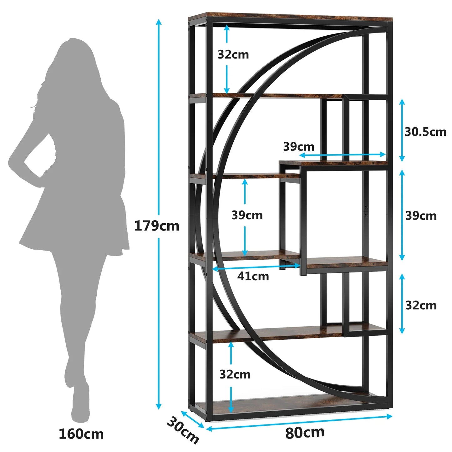 Tribesigns Bookshelf Industrial 5 Tier Etagere Bookcase,