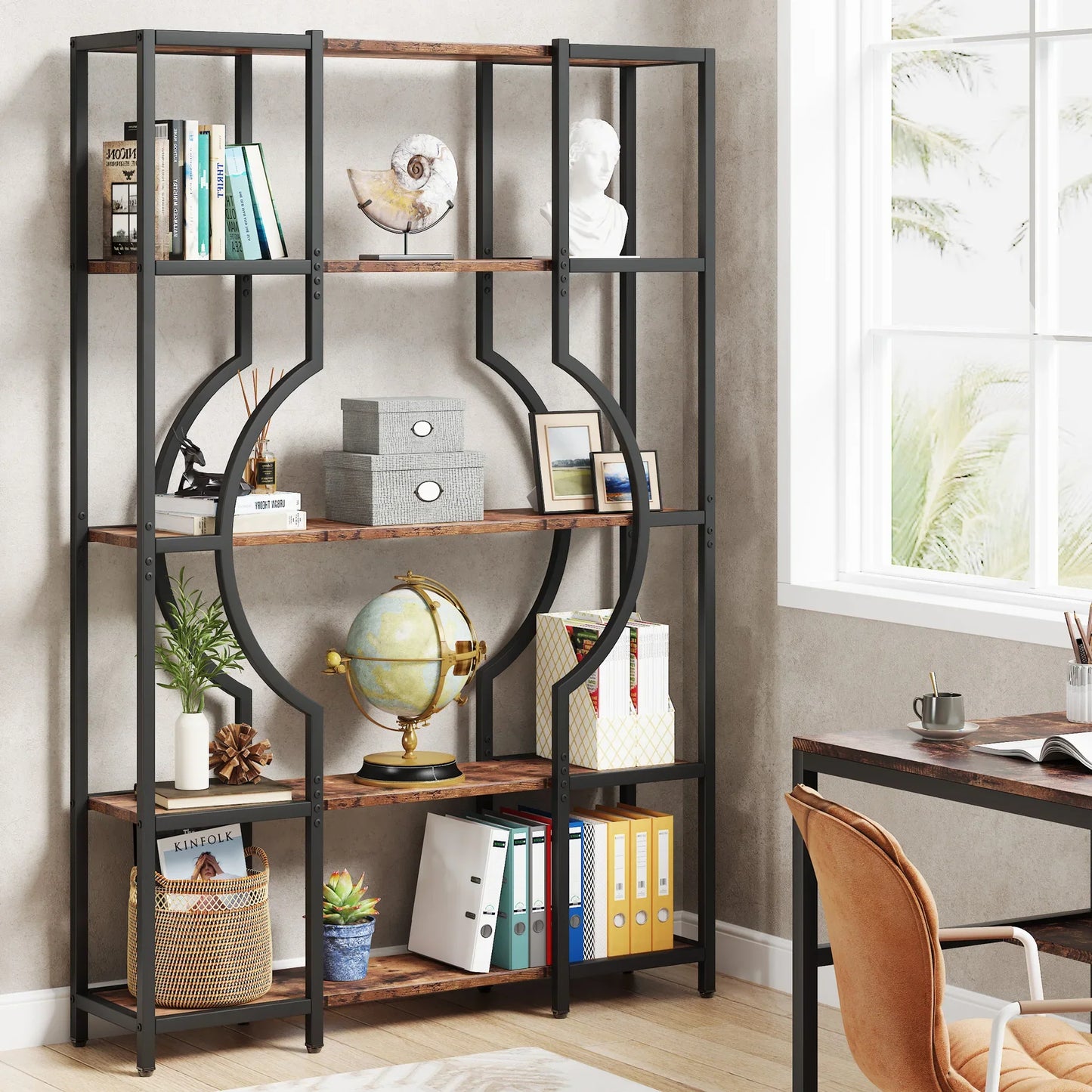 Tribesigns Bookshelf Industrial 5 Tier Etagere Bookcase,