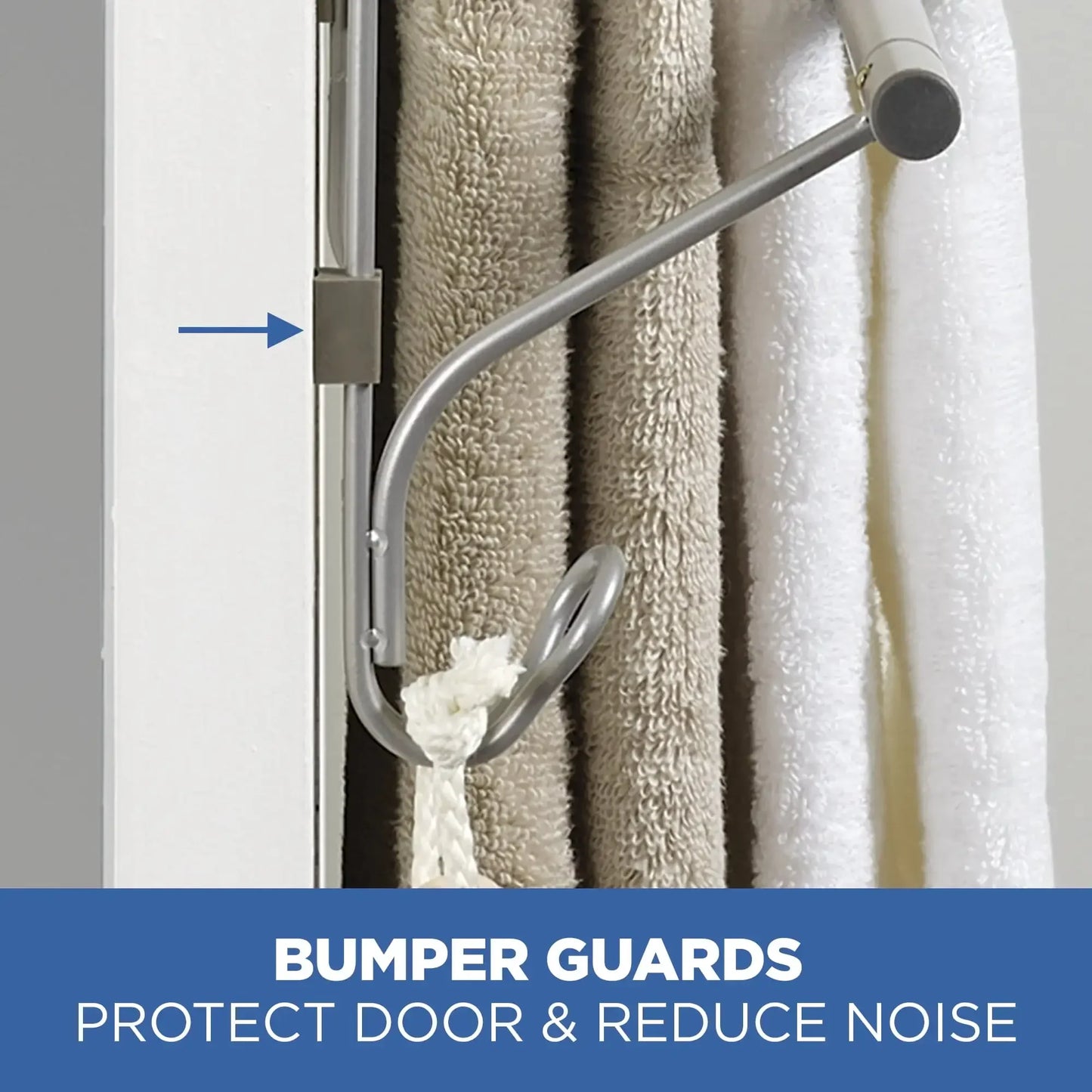 Mainstays SnugFit Over-the-Door 3-Tier Towel Bar with 2 Hooks, Satin Nickel