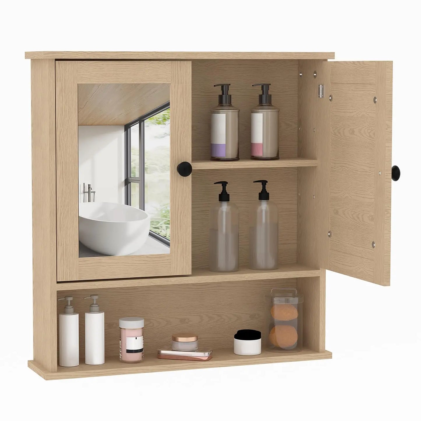 Wall Mounted Medicine Cabinet With Mirror, Adjustable Shelves, Over Toilet Storage, Rustic Cabinet