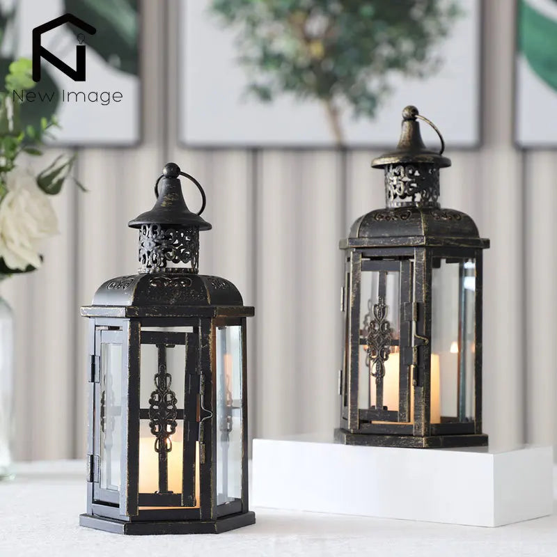 Vintage Nordic Candle Holder Lanterns Candles Aesthetic Hanging Lantern