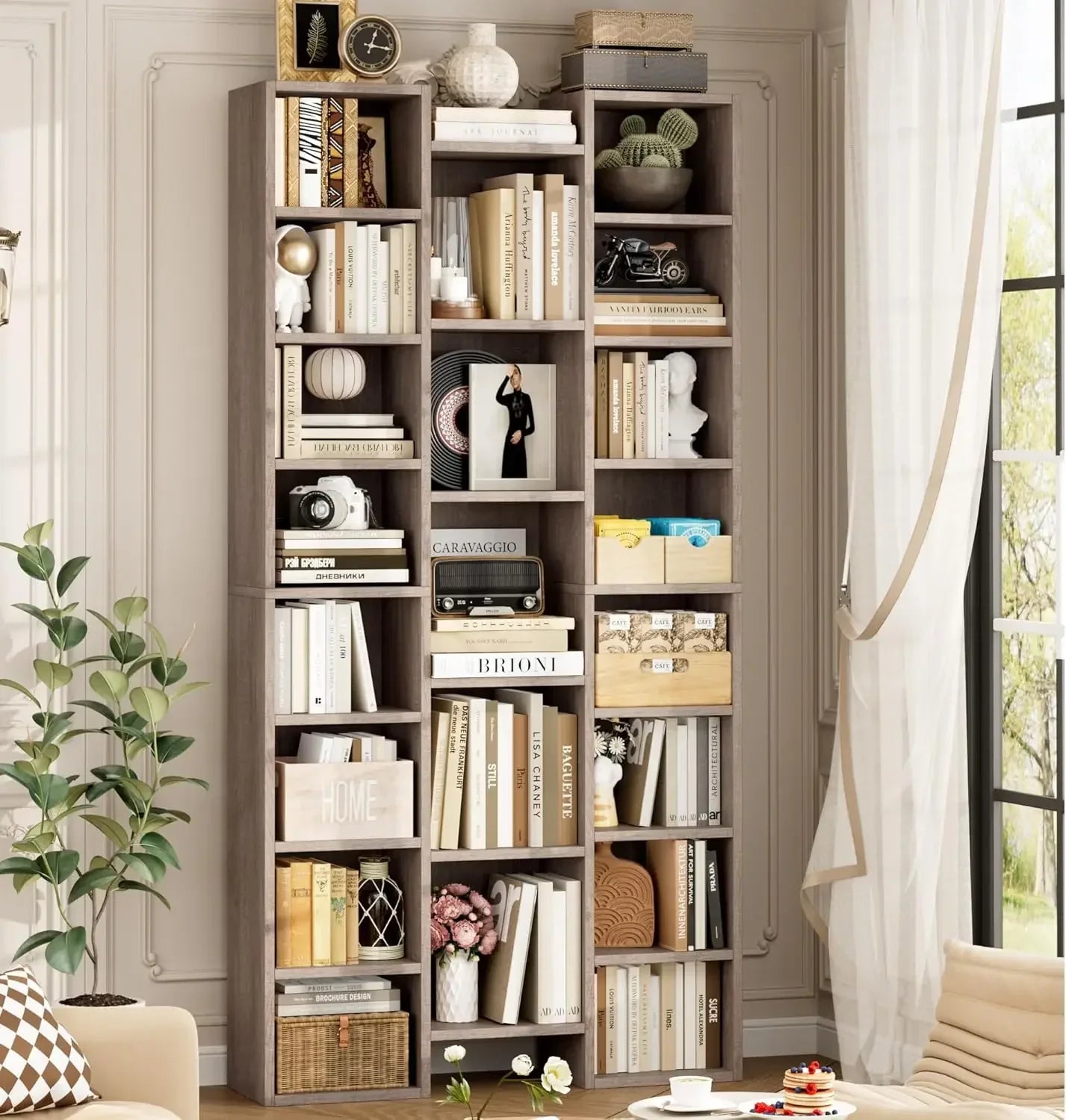 Hot sales[New Arrival!]Triple Wide 8 Tier Media Storage Tower Rack, with Adjustable Shelves,