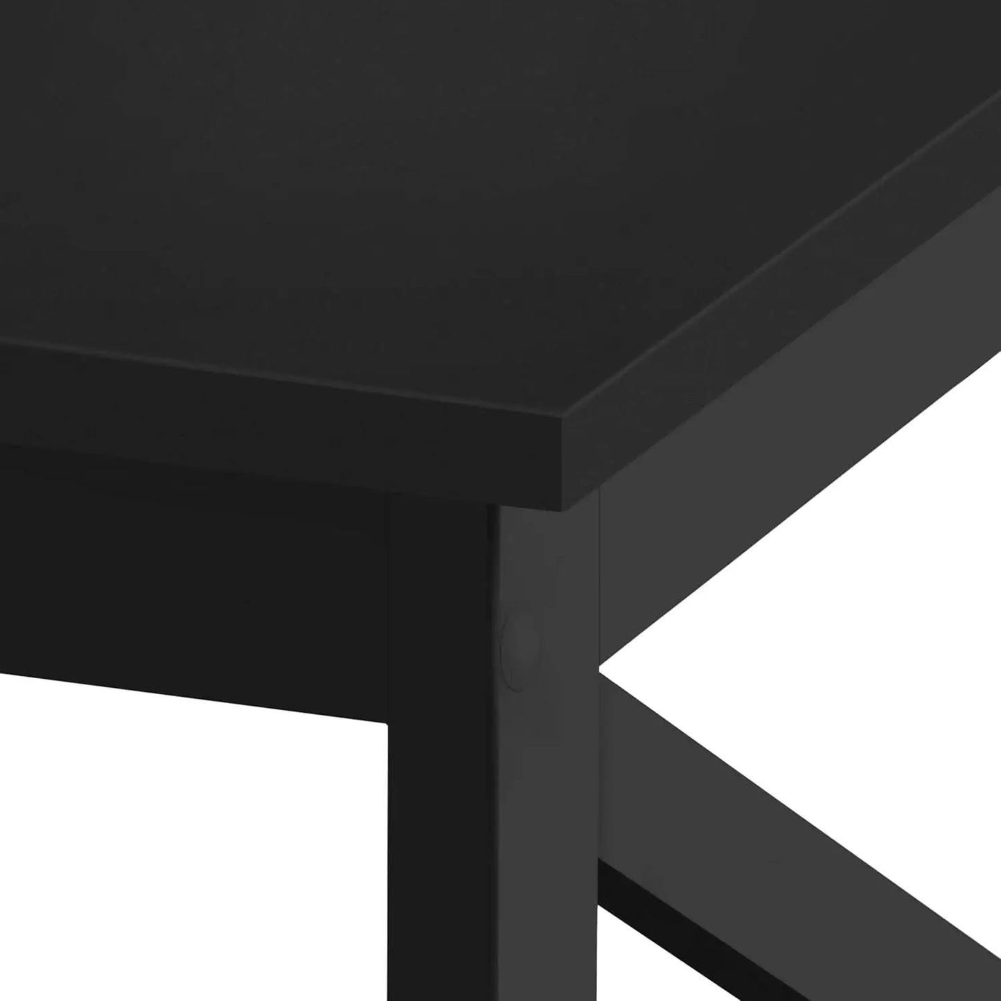 Wood 2-Tier Black Coffee Table with Storage Shelf for Living Room,