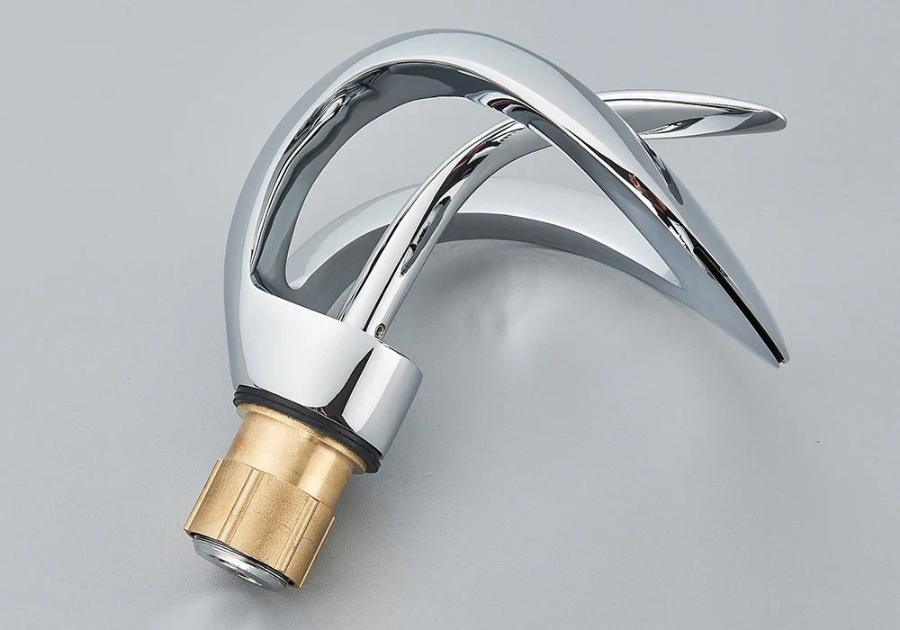 Rozin Luxury Black Basin Faucet Grey Bathroom Waterfall Mixer Tap Brass Deck Mount Modern Style