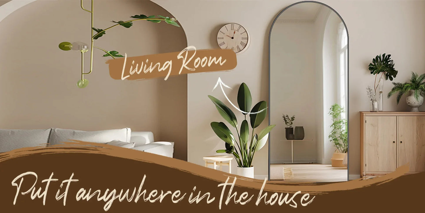 Arch Floor Mirror, 76"x34" Full Length Mirror - Freestanding  with Stand for Bedroom or Living Room