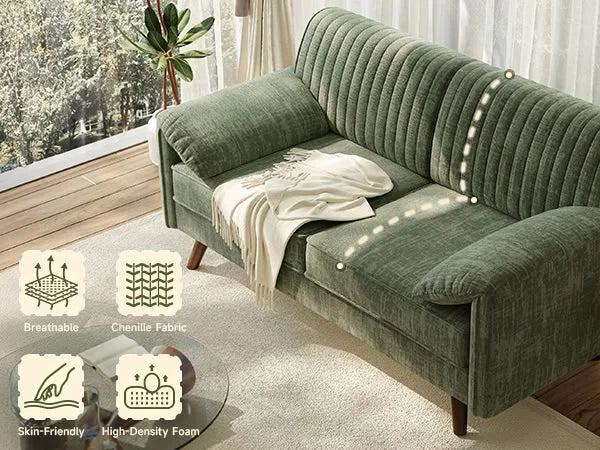 64.5" Loveseat Sofa, Chenille Loveseat, Small Couch for Living Room,  Love Seat