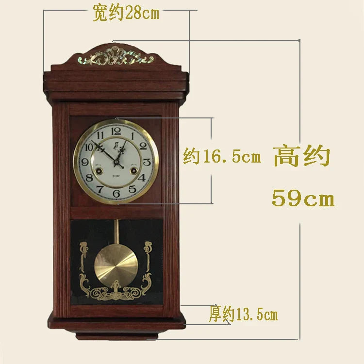 Retro Mechanical Wall Clock Old-fashioned Clockwork Pendulum