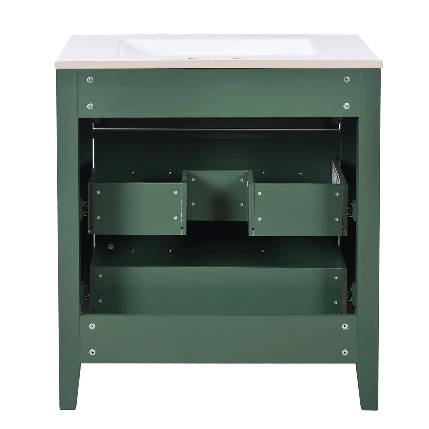 30in Solid Wood Bathroom Vanity Ceramic Sink Storage Cabinet