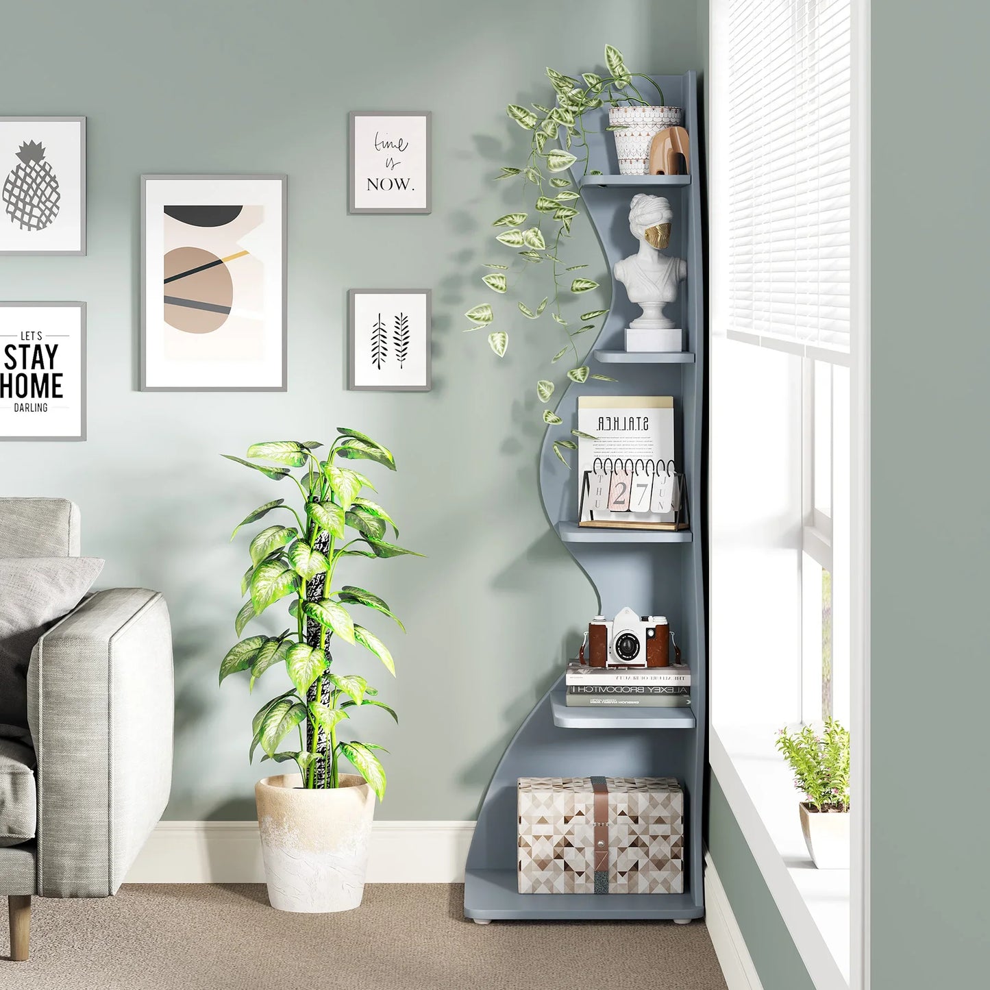 Tribesigns Corner Shelf, Modern 5-Tier Wall