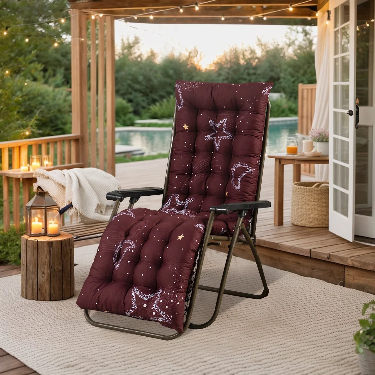Patio Chaise Lounger Cushions Indoor/Outdoor
