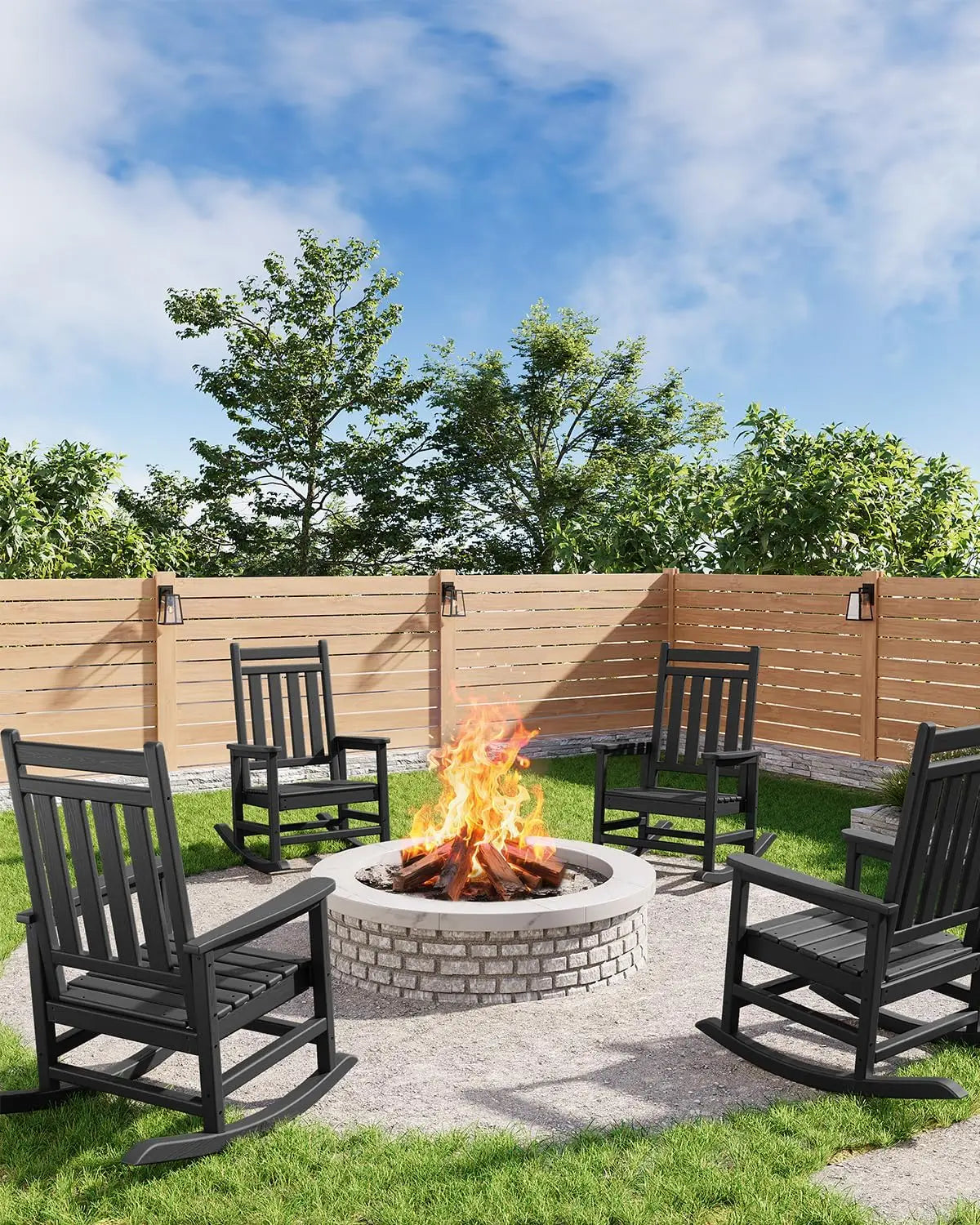 Outdoor Rocking Chair, All-Weather  Patio Rocking Chairs for Adults, 380lbs Weight Capacity, for Porch