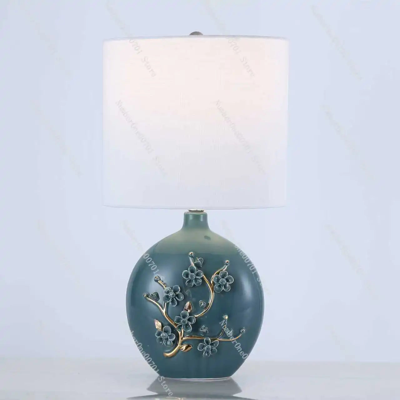3D Plum Blossom Ceramic Table Lamp, Ceramic Lamp, Desk Lamp