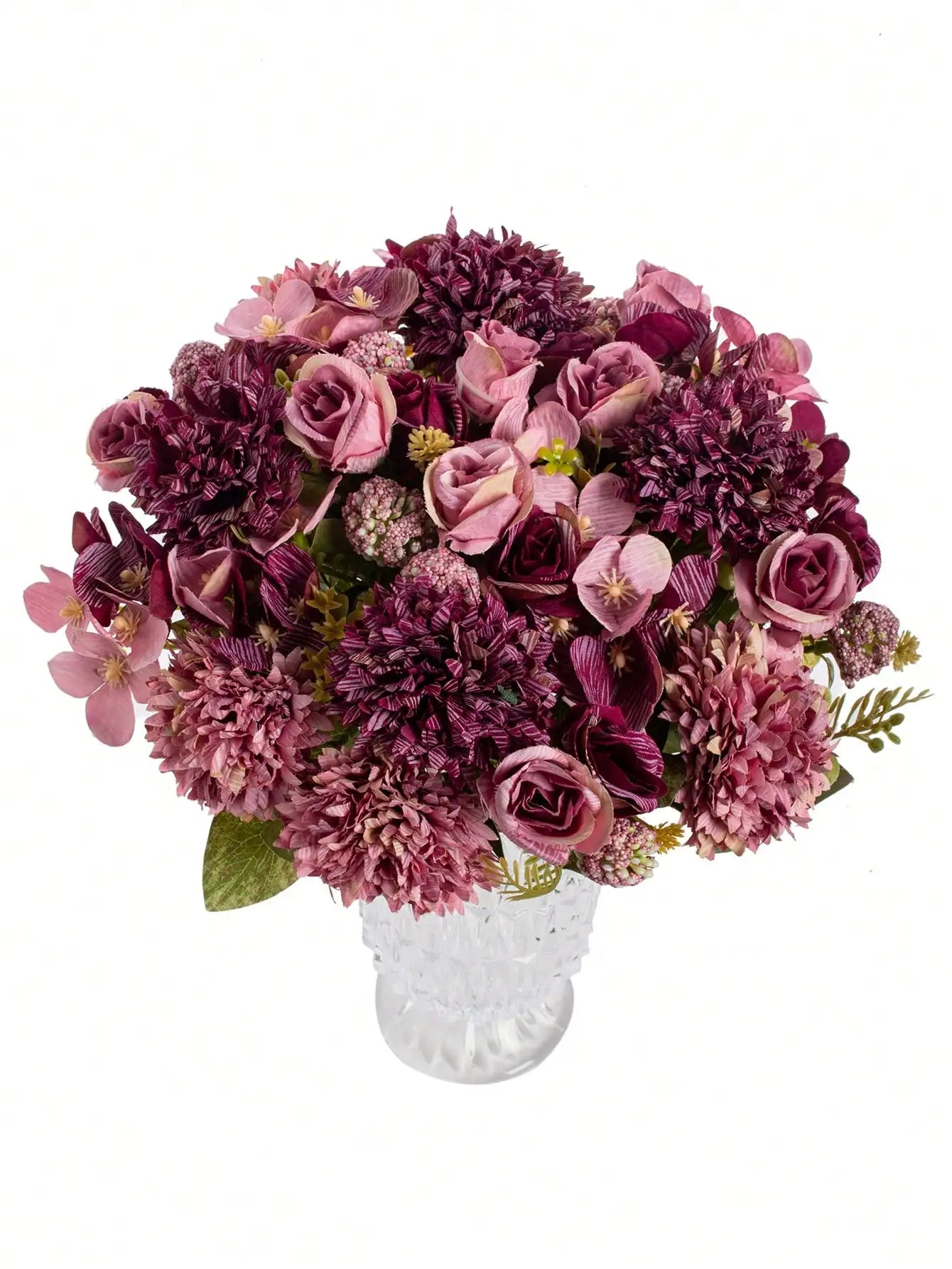 1 Bouquet Artificial Roses w/ Silk Balls Home Decor & Holiday