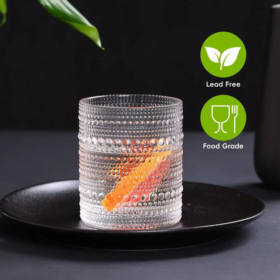 Hobnail Drinking Glasses Set of 12, 12 Oz Highball Glasses amp 10 Oz Cocktail Glasses,