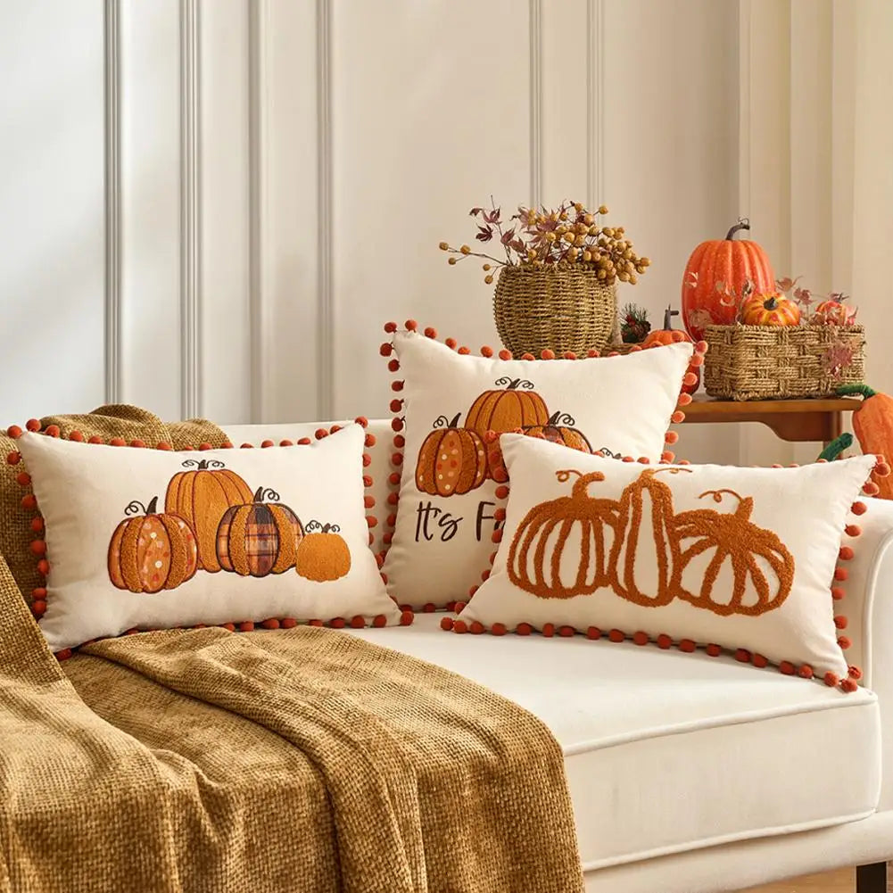 1Pcs Autumn Maple Leaf Pumpkin Pillow Case