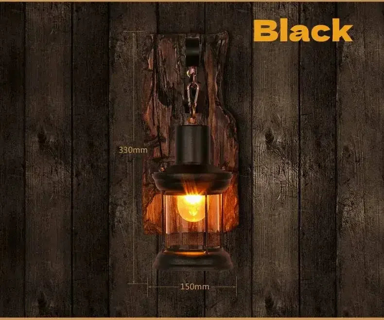Antique New Style Industrial Wood Wall Sconce Light