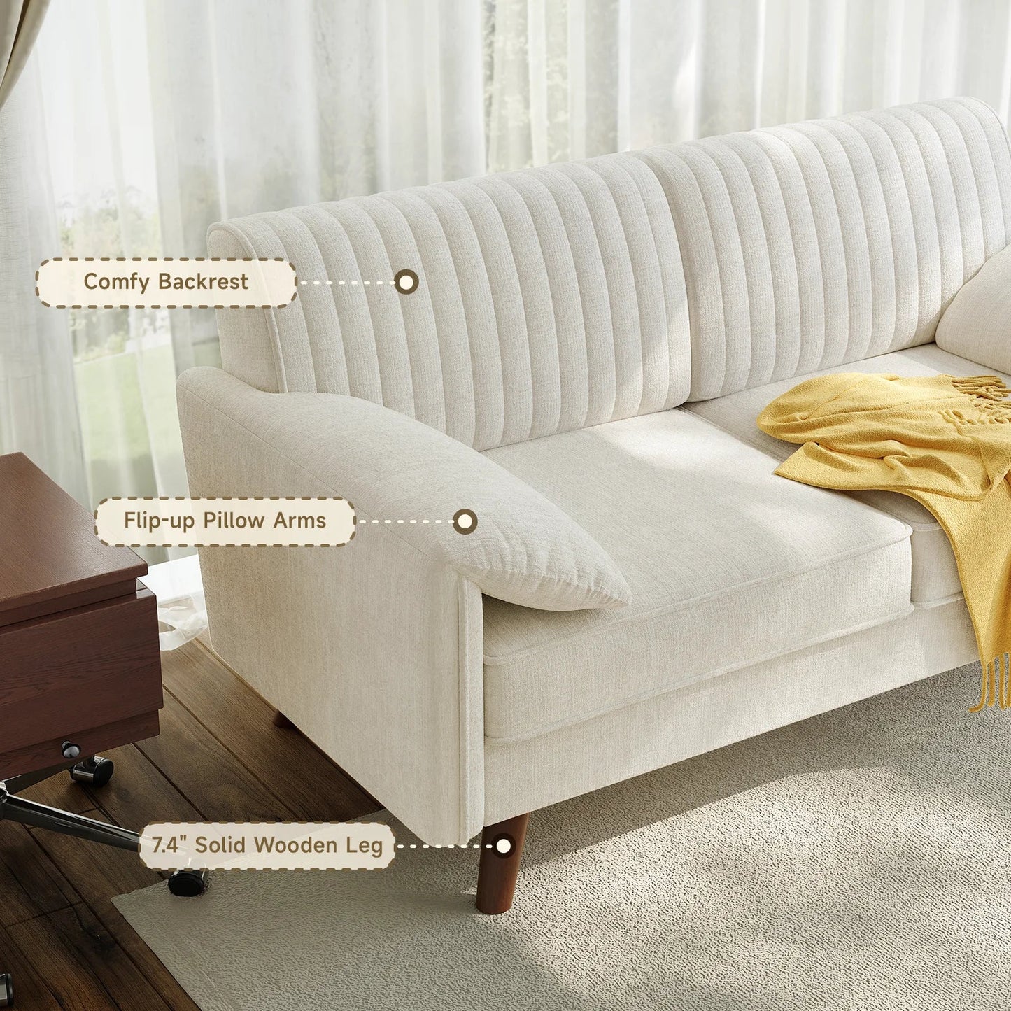 64.5" Loveseat Sofa, Chenille Loveseat, Small Couch for Living Room,  Love Seat