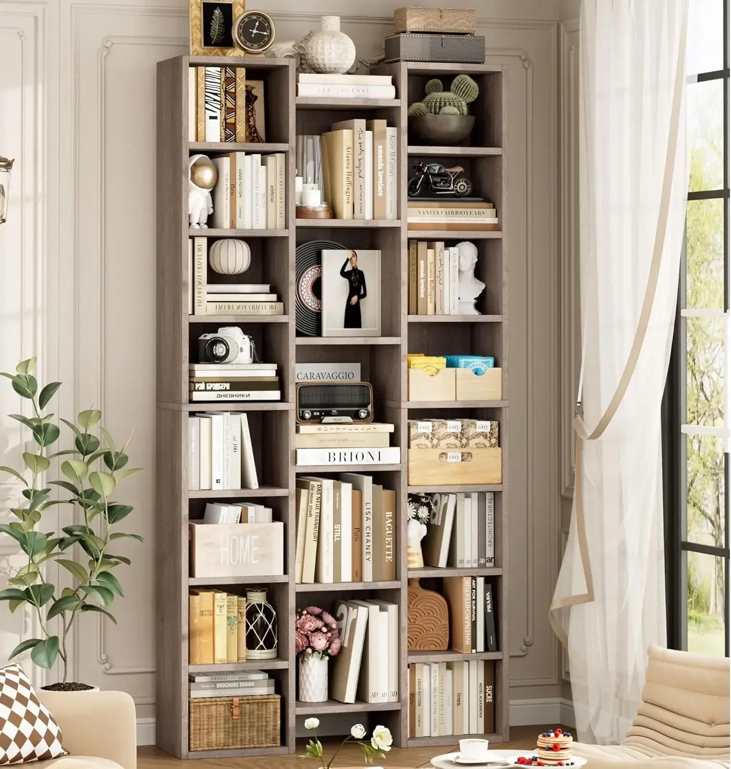 Hot sales[New Arrival!]Triple Wide 8 Tier Media Storage Tower Rack, with Adjustable Shelves,