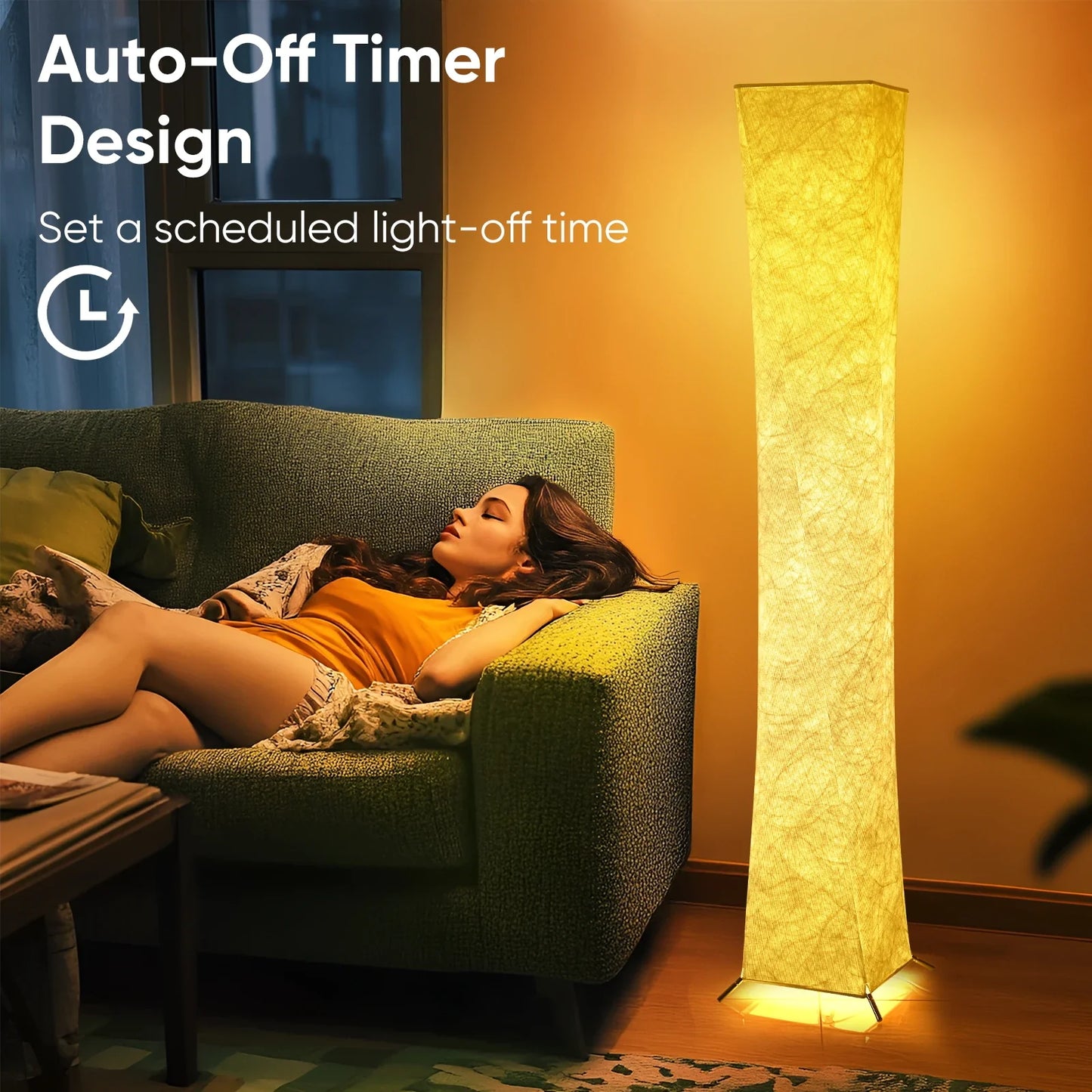 Soft Light Floor Lamp, 52" Simple Design Morden Slim Warm Light 3000K LED Tyvek Fabric Shade
