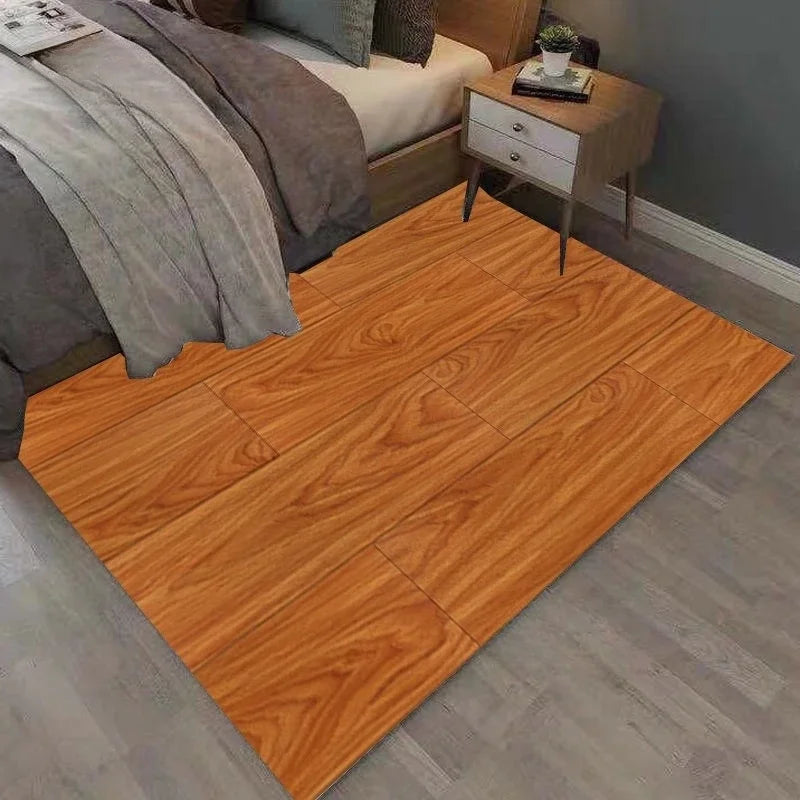 Rectangular Staggered 3d Planks Carpet Geometric Wood Grain Non-Slip Floor Rug