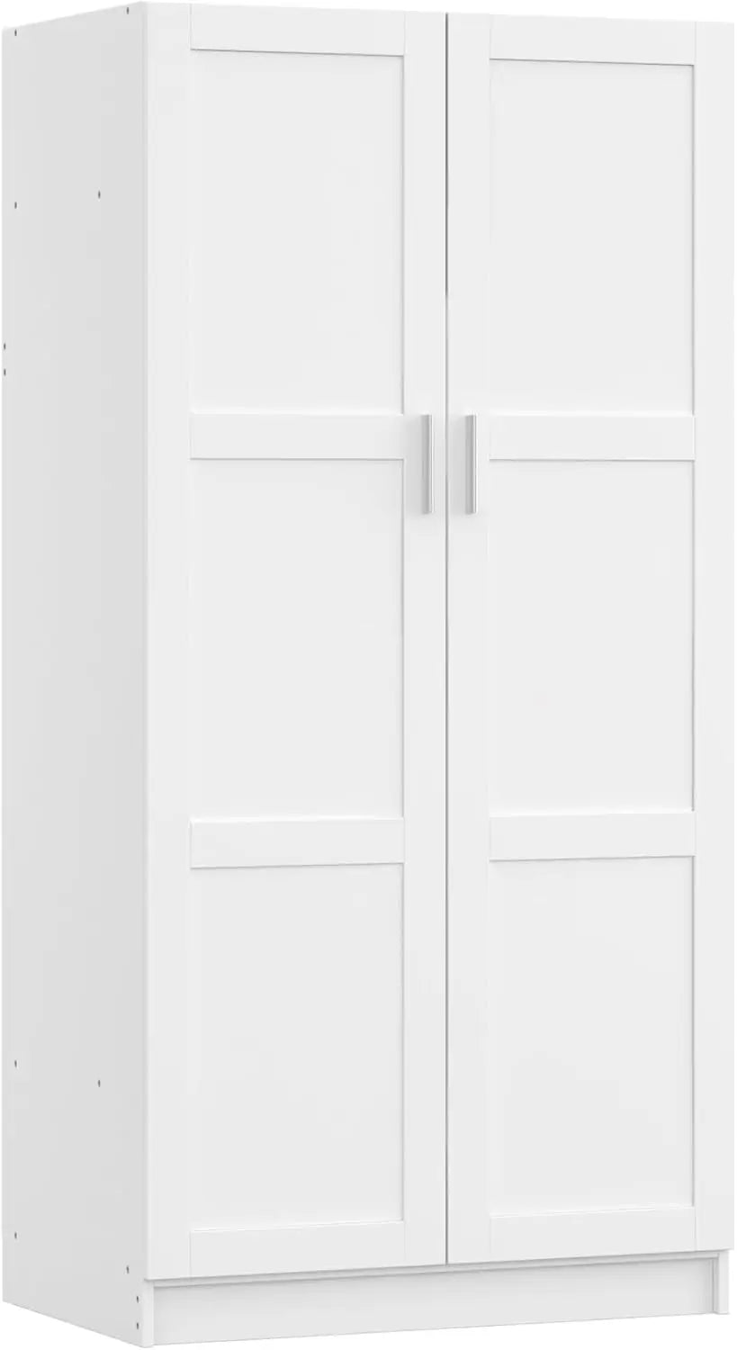 Modern 2 Door Wardrobe Bedroom Armoires Closet Clothing Storage Cupboard with 2 Shelves