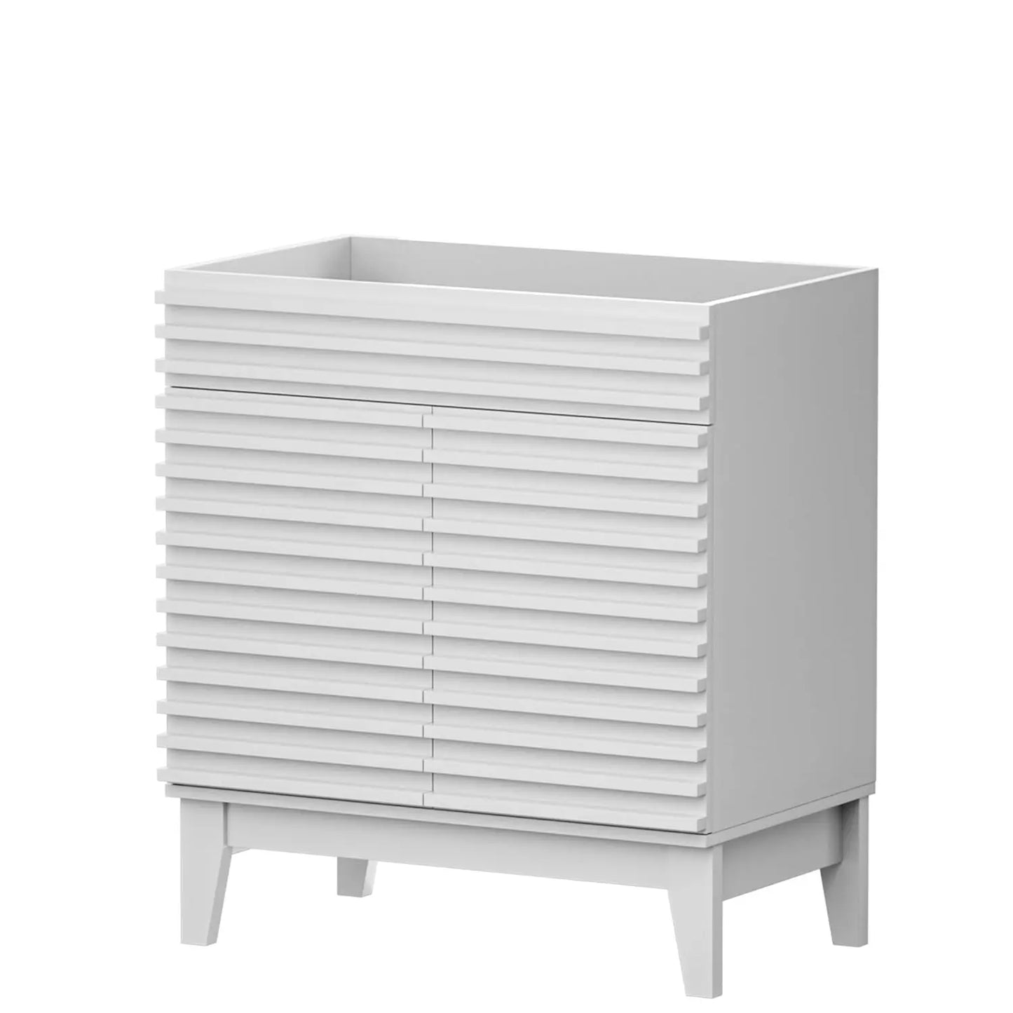 30" Mid-Century Bathroom Vanity Cabinet Ceramic Sink Soft Close Doors Freestanding