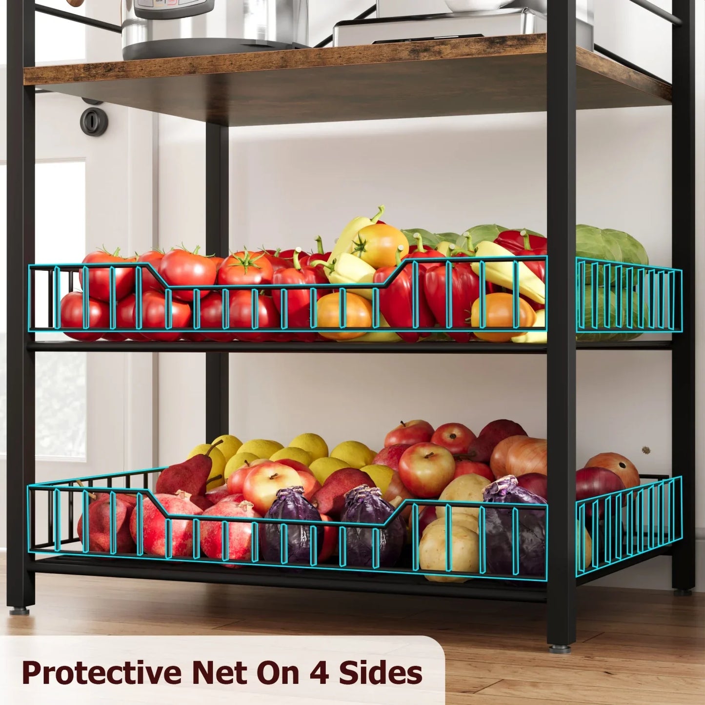 Kitchen Bakers Rack Microwave Oven Stand Coffee Bar Station