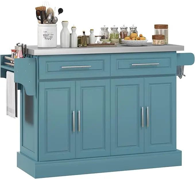 Rolling Kitchen Island Cart with Wheels, Portable Island Table for Kitchen