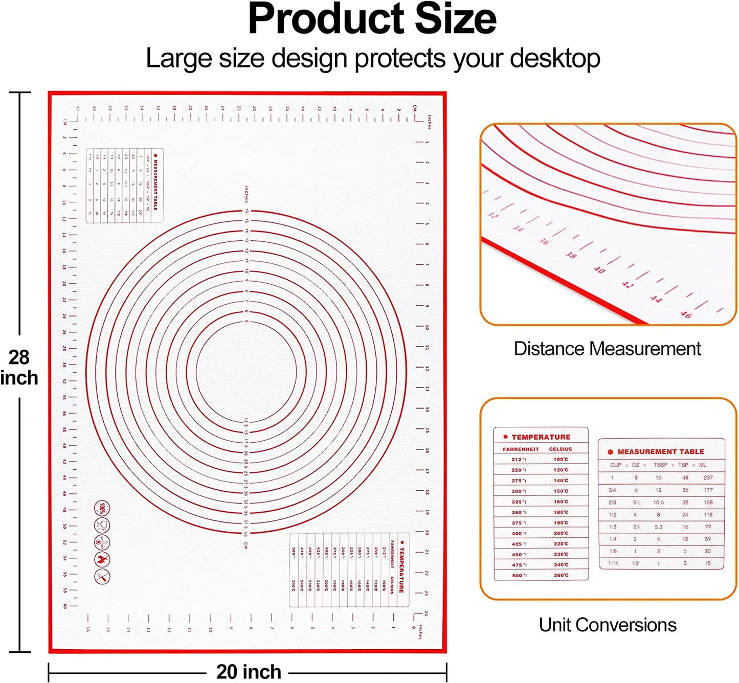 UNTIOR 1PCS Silicone Baking Mat Kneading Pad Dough Mat