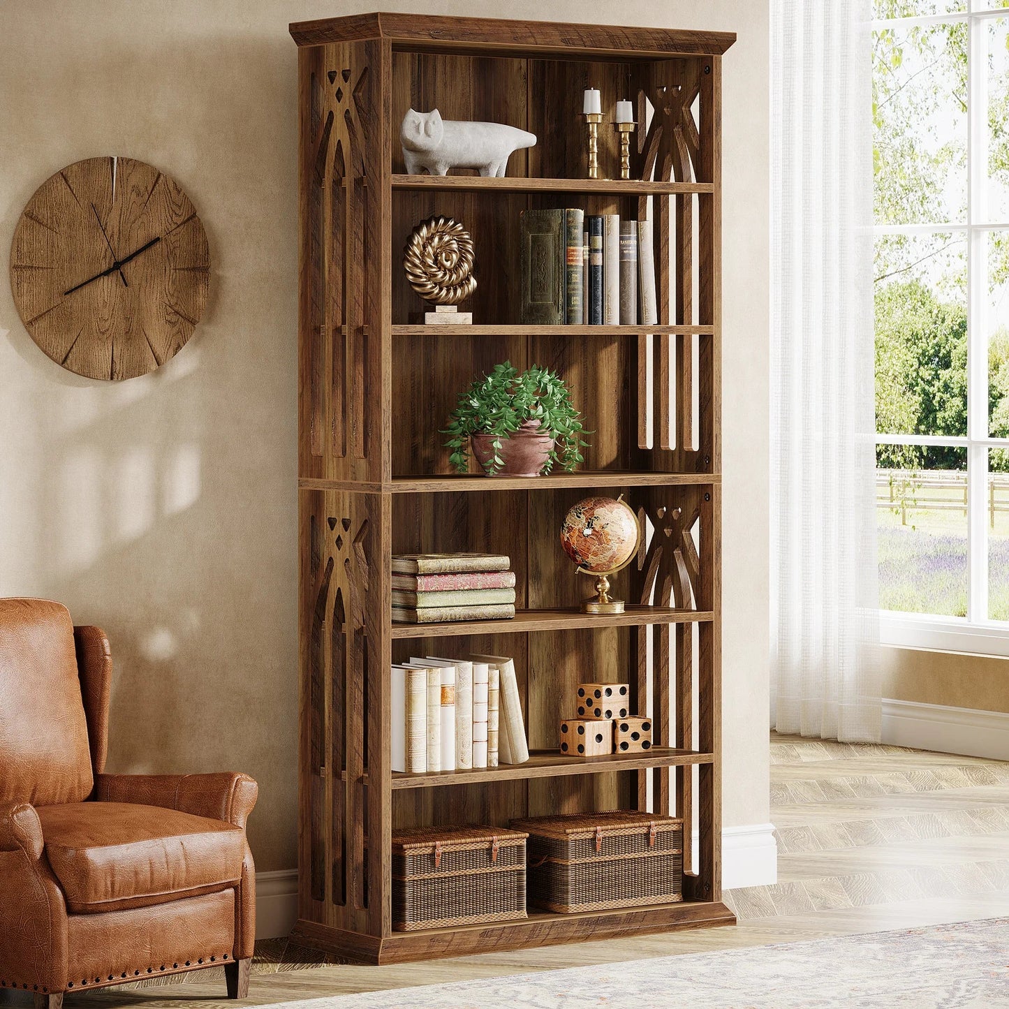 Tribesigns 6-Tier Bookshelf, 75-Inch Tall Bookcase,  Freestanding Display Shelves,