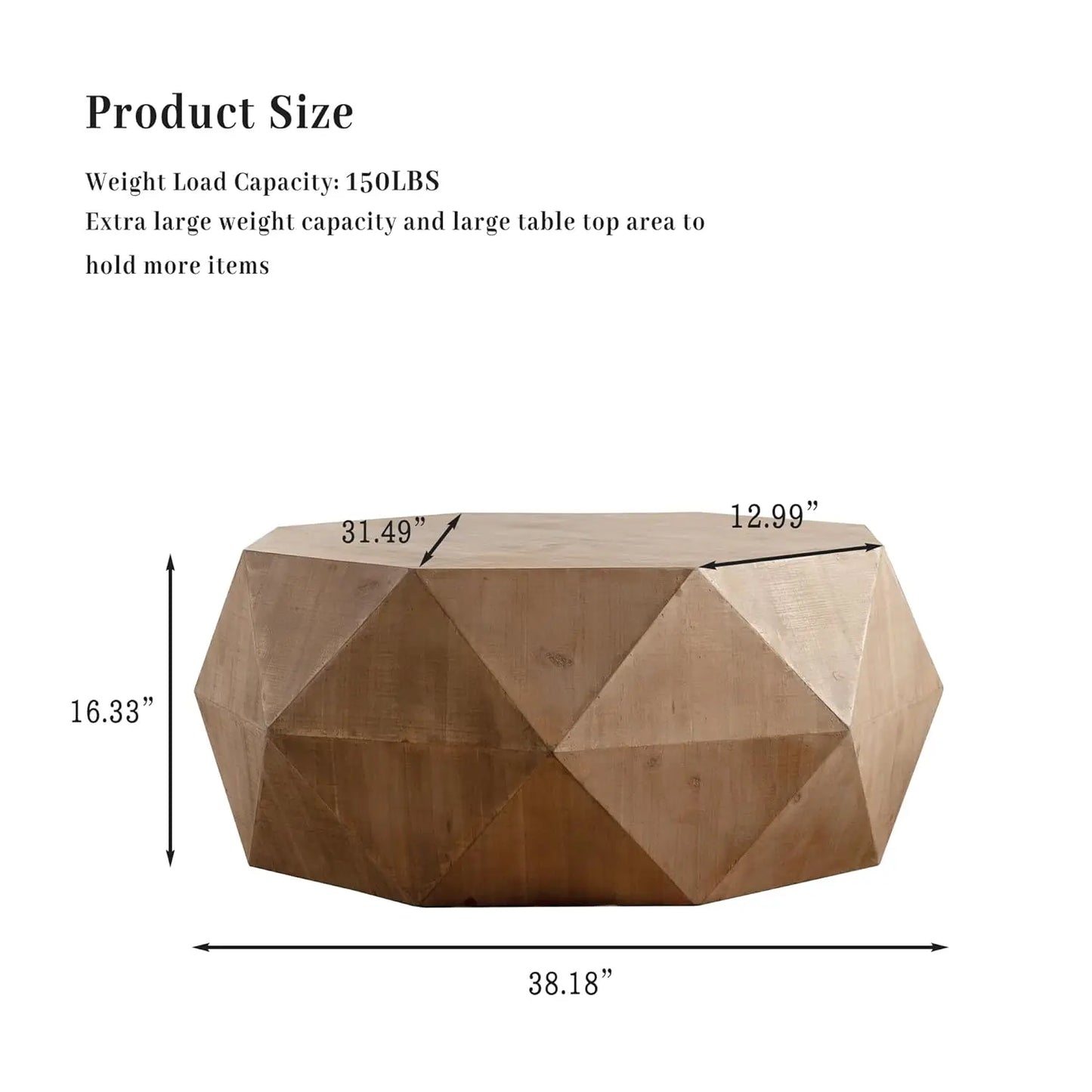 38" Modern Farmhouse Coffee Table, Drum Coffee Table