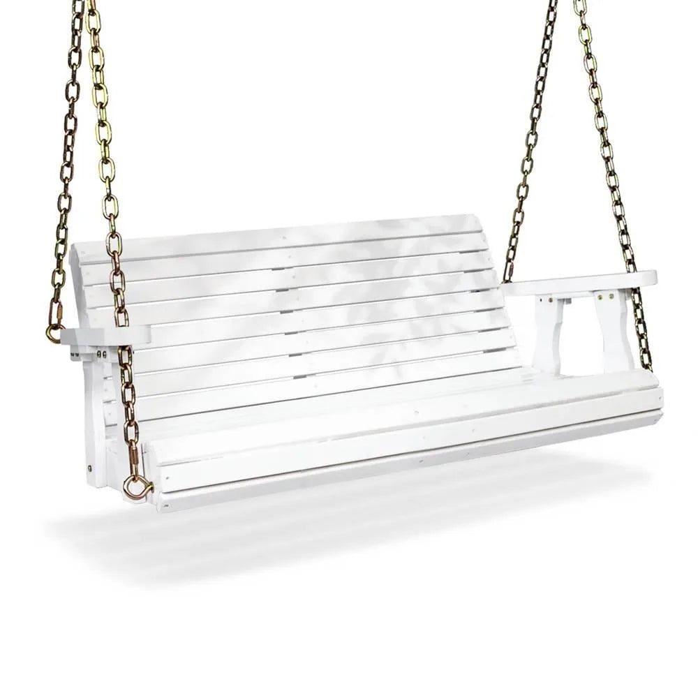 4FT Heavy Duty 880 LBS Outdoor Swing Chair Bench Wooden Porch Swing with Chains