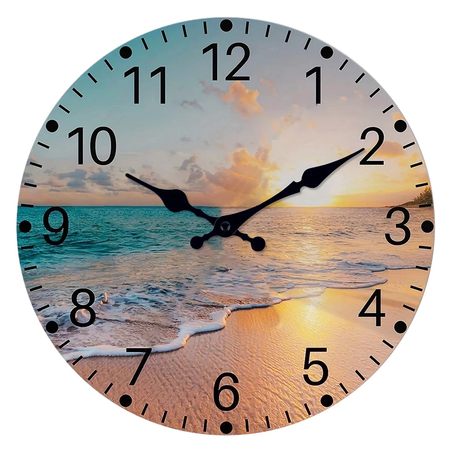 Beach Sea Starfish Shells Blue Wall Clocks Non Ticking