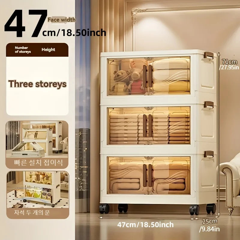 Foldable Storage Box with Clear Door - Spacious, Durable, - Ideal for Organizing Clothes, Books, Toys, and