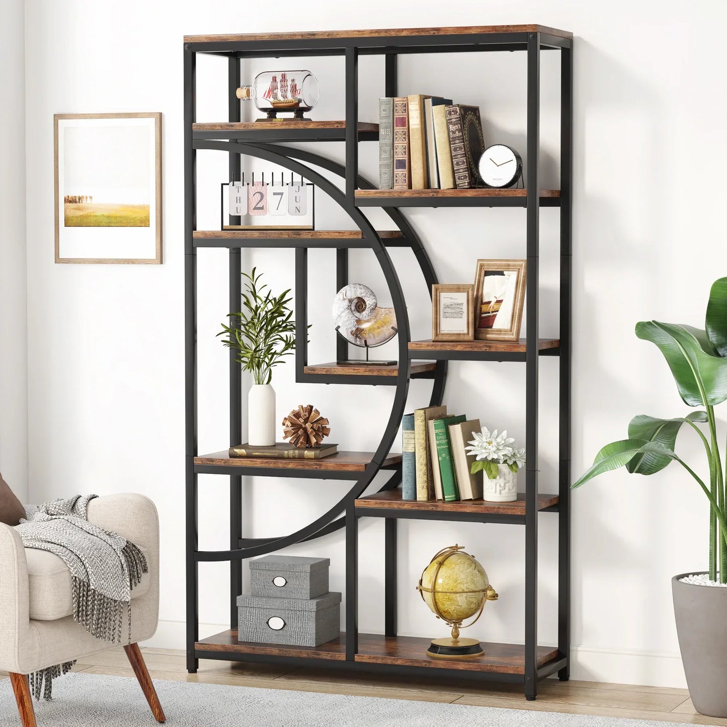 Tribesigns Bookshelf Industrial 5 Tier Etagere Bookcase,