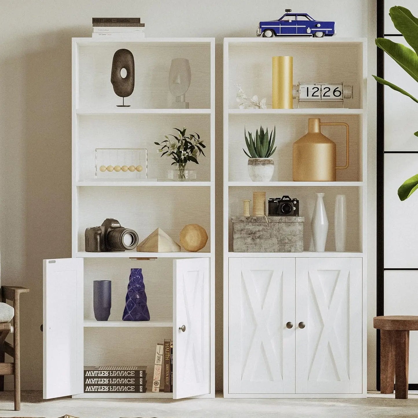 IRONCK Industrial Bookshelves and Bookcases with Doors 11.8 in  5 Shelf  Bookcase