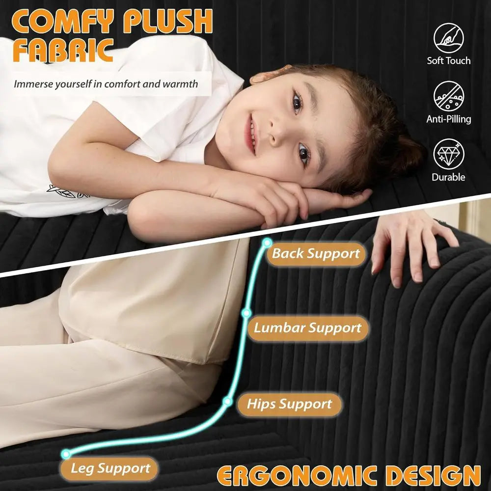 Convertible Sleeper Chair with Armrest, Portable Couch Bed for Living Room, Bedroom