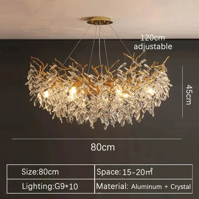 2025 Luxury Gold Crystal LED Chandeliers Living Dining  Lustre Ceiling Pendant Lamps I