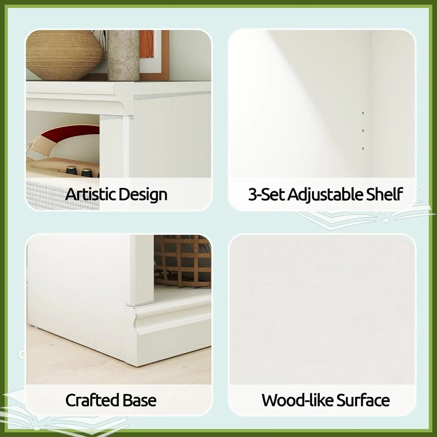 Double Wide Open Shelf Bookcase - 2 Tiers 4 Storage Cube Adjustable Space Book Case