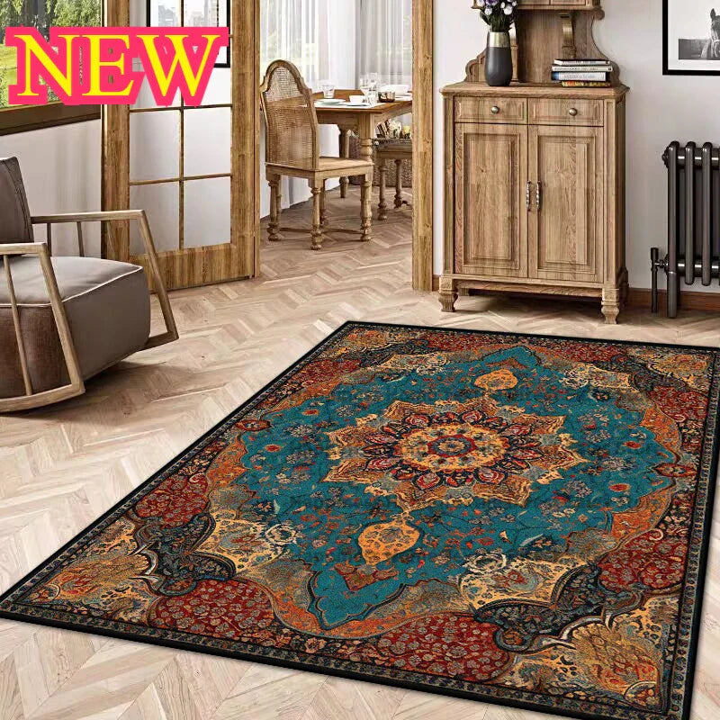 Persian Luxury Rugs for Retro Red Decor Carpets for Living Room