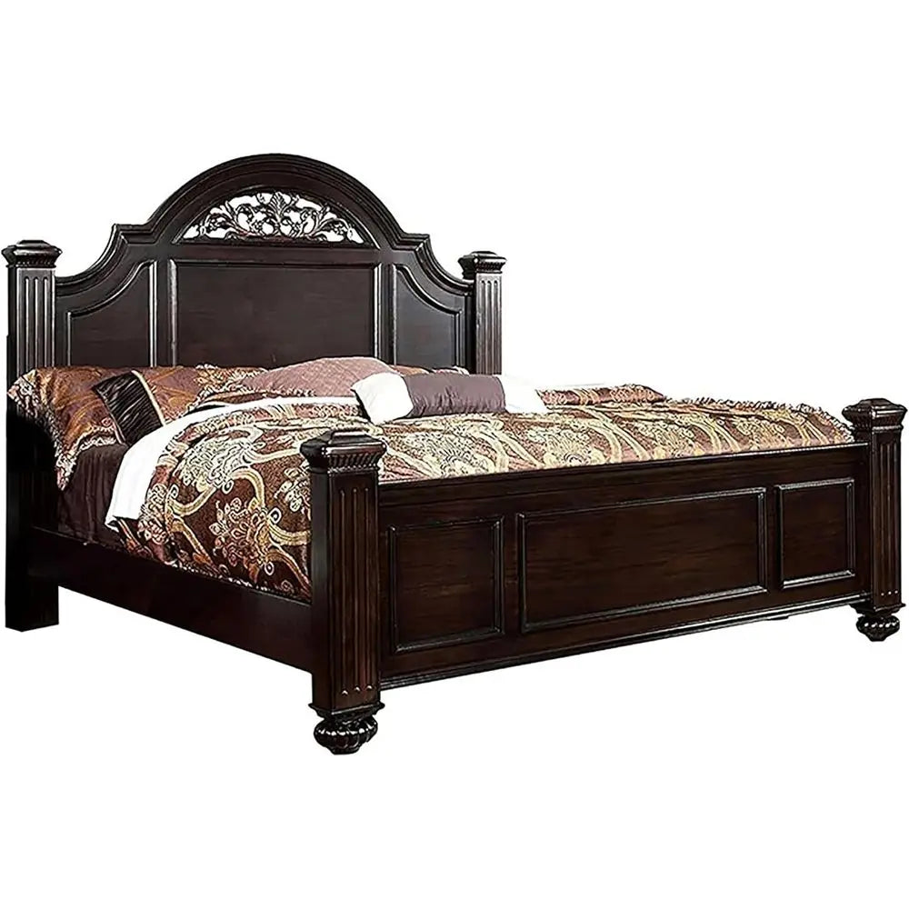6-Piece Solid Wood Traditional Bedroom Set with Chest, Mirrored Dresser, 2 Nightstands,