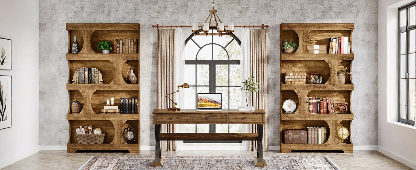 Modern Asymmetrical Bookshelf, with Classic Shape,Large Library BookShelf for Living Room, Home Office