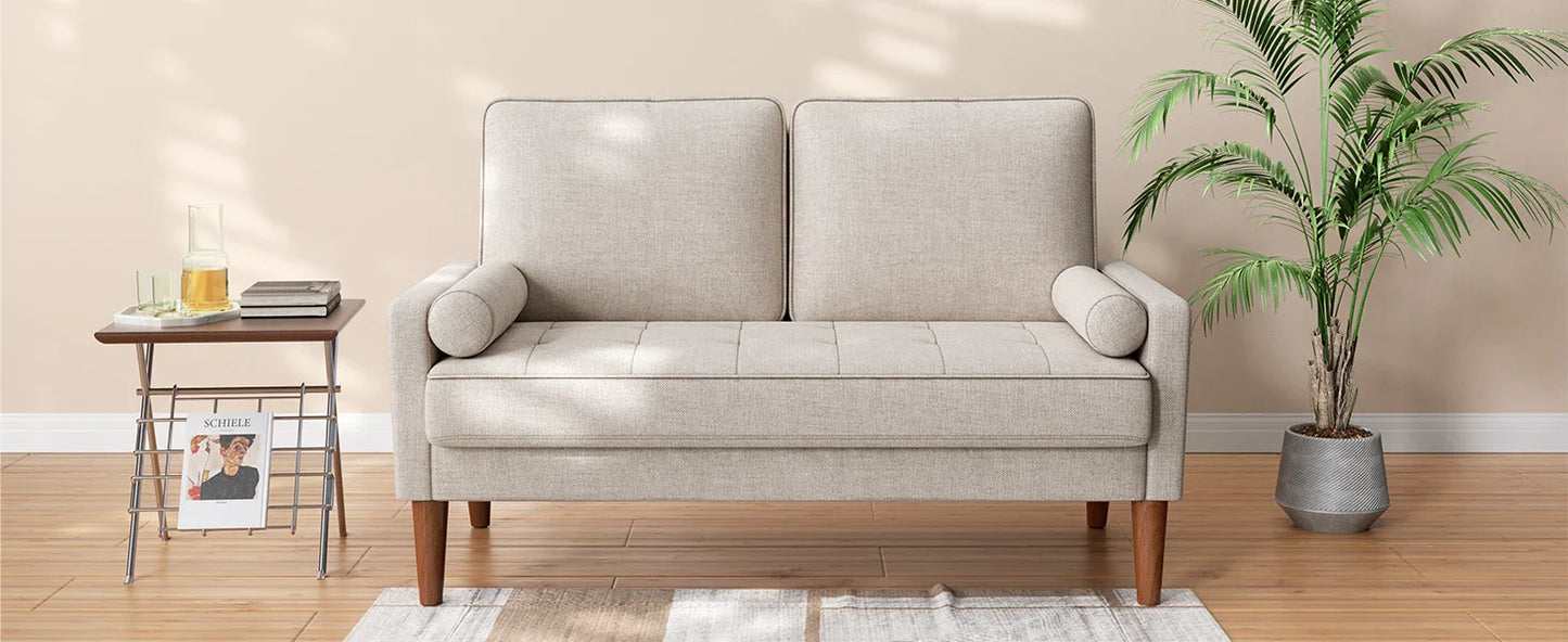 48 Inch Vesgantti Loveseat Sofa - Solid Wood Legs  Throw Pillow