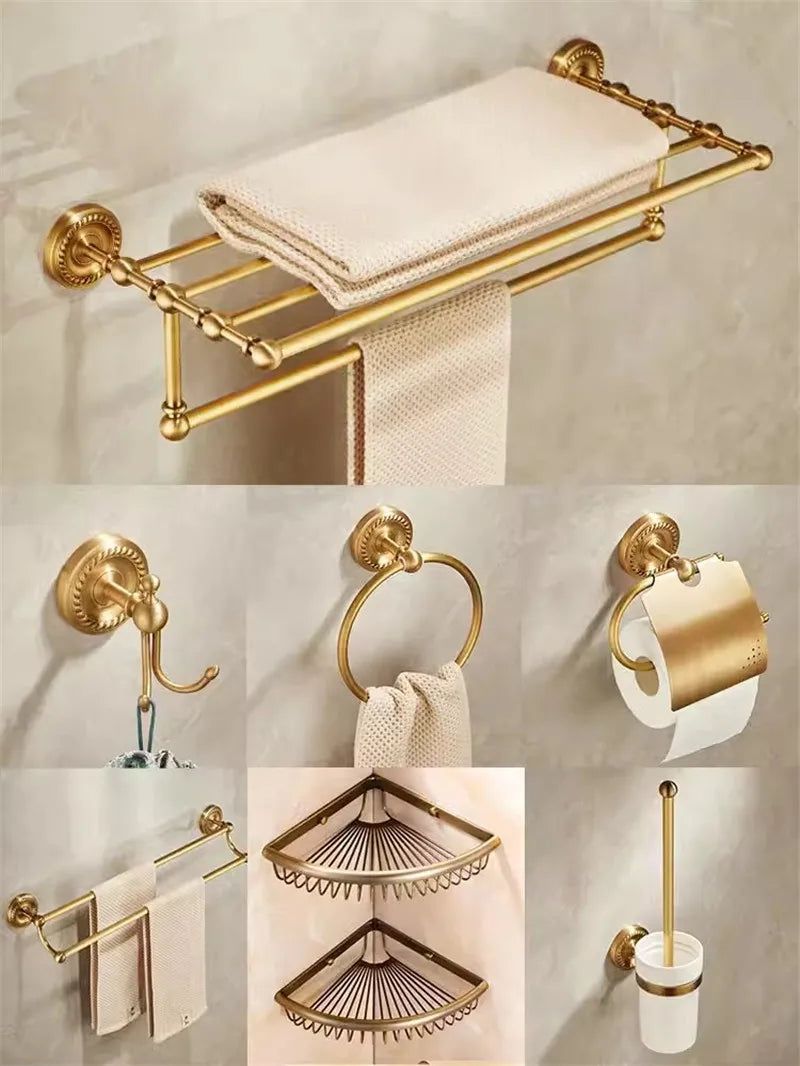 Bathroom Accessories Brass Antique Towel Rack,Paper holder Toilet Brush Holder,Towel Hanger Bath Hardware